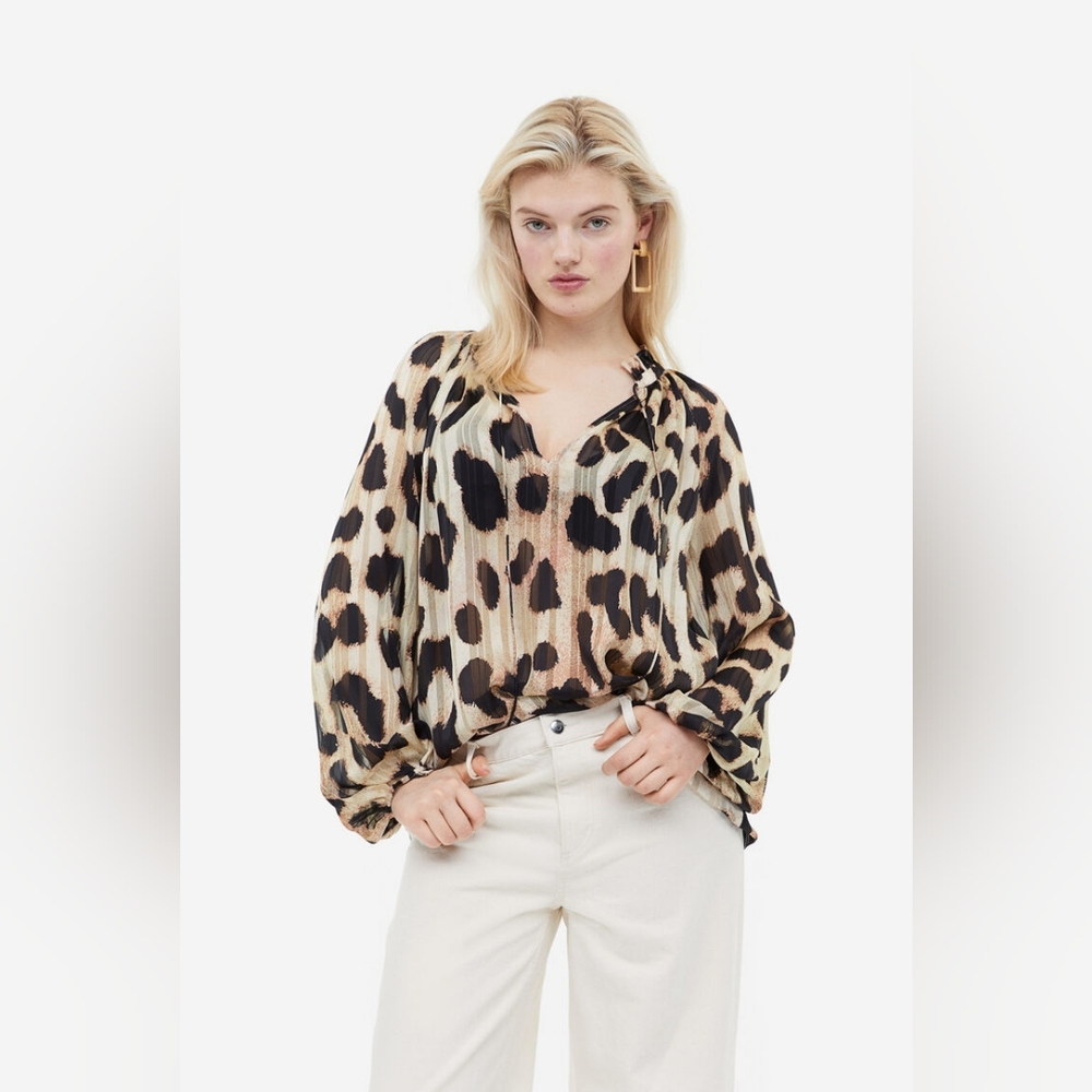 H&M Ruffle Trimmed Crepe Blouse
